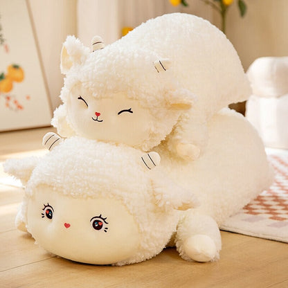 Sweet Fluffy Laying Lamb Snuggle Buddies