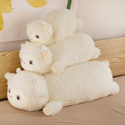 Sweet Fluffy Laying Lamb Snuggle Buddies
