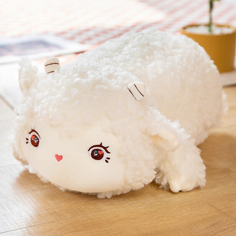 Sweet Fluffy Laying Lamb Snuggle Buddies