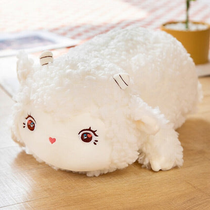 Sweet Fluffy Laying Lamb Snuggle Buddies