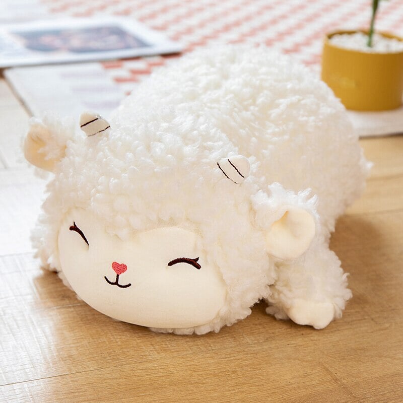 Sweet Fluffy Laying Lamb Snuggle Buddies