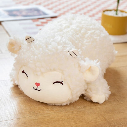 Sweet Fluffy Laying Lamb Snuggle Buddies