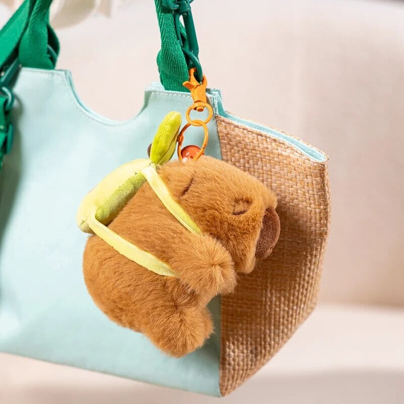 The Kawaii Capybara with Mini Avocado Backpack Plushie