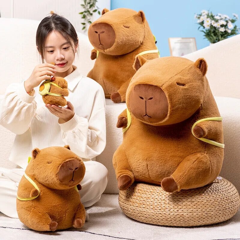 The Kawaii Capybara with Mini Avocado Backpack Plushie