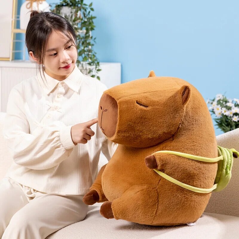 The Kawaii Capybara with Mini Avocado Backpack Plushie
