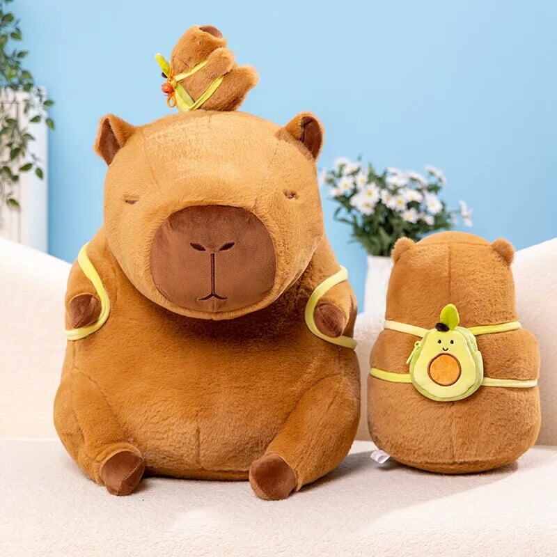 The Kawaii Capybara with Mini Avocado Backpack Plushie