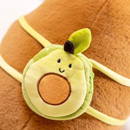 The Kawaii Capybara with Mini Avocado Backpack Plushie