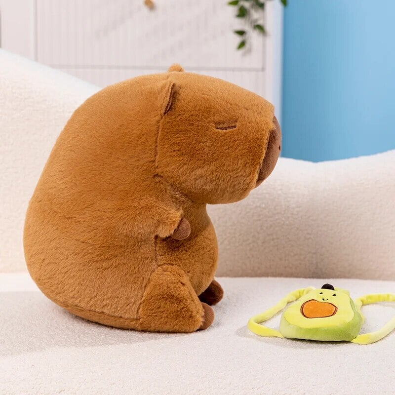 The Kawaii Capybara with Mini Avocado Backpack Plushie