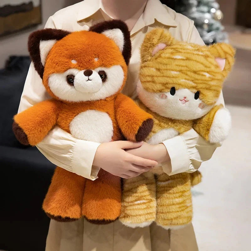 Tomo & Mikan the Cat & Red Panda Plush Buddies