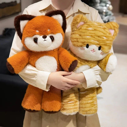 Tomo & Mikan the Cat & Red Panda Plush Buddies