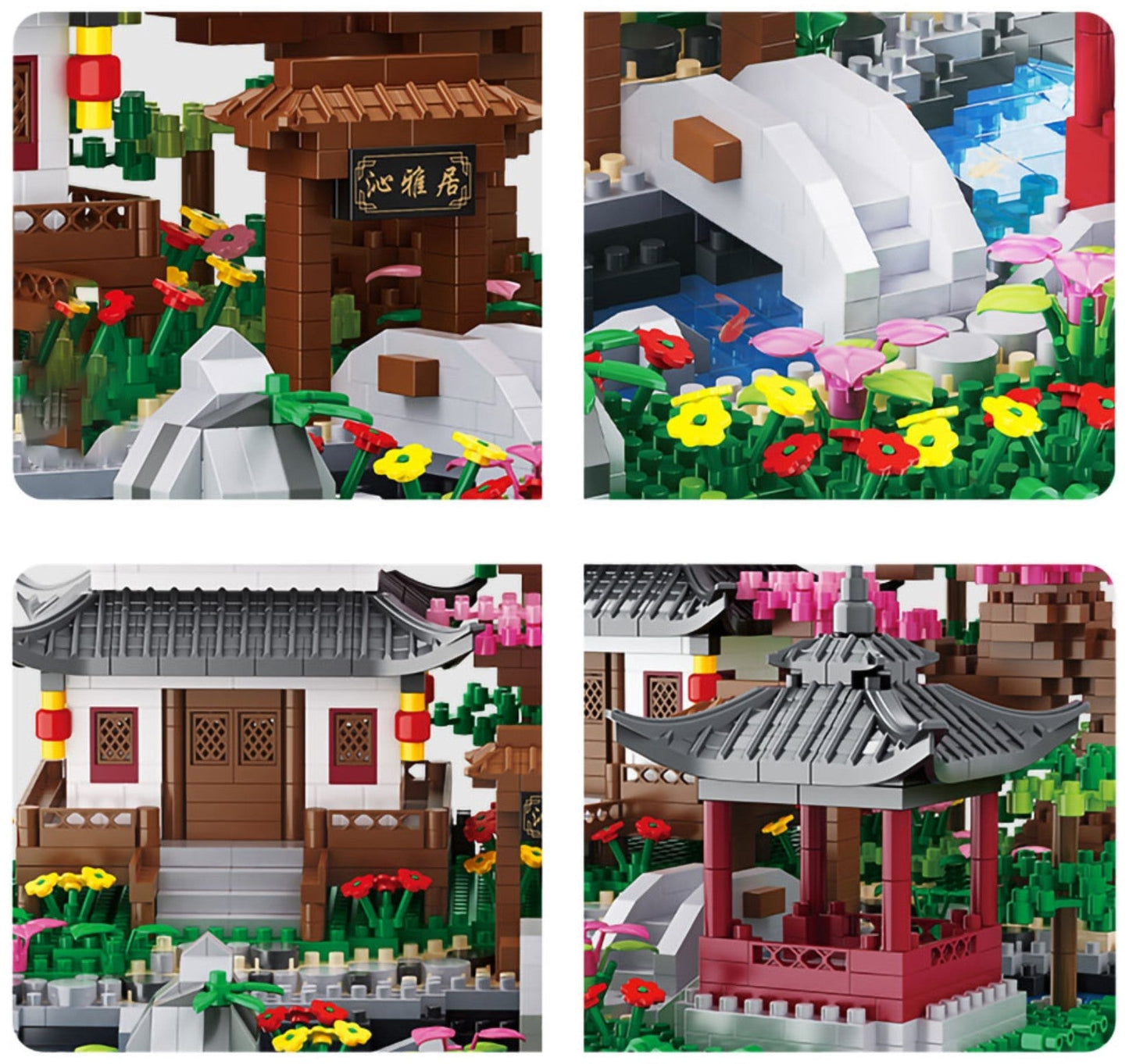 Waterfall Japanese House Sakura Tree Floating Island Nano Building Blocks | Limited Stock
