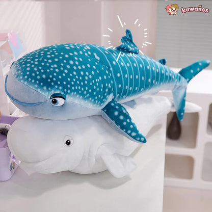 White Beluga Blue Whale Shark 75cm Plushies
