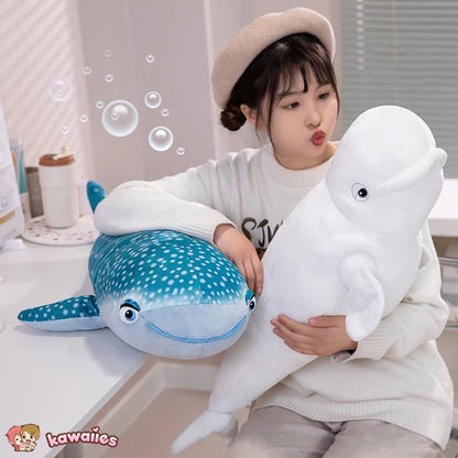 White Beluga Blue Whale Shark 75cm Plushies