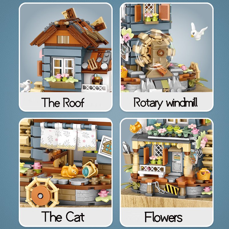 Windmill Country House Music Box Nano Building Blocks