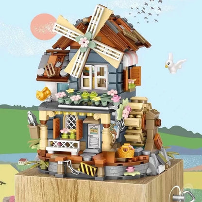 Windmill Country House Music Box Nano Building Blocks