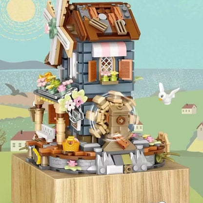 Windmill Country House Music Box Nano Building Blocks