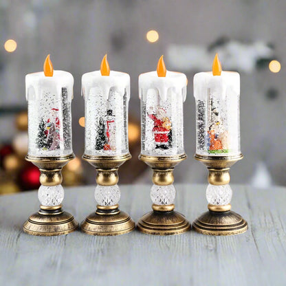 LED Christmas Candle Lights with Dreamy Snowflake Music Box