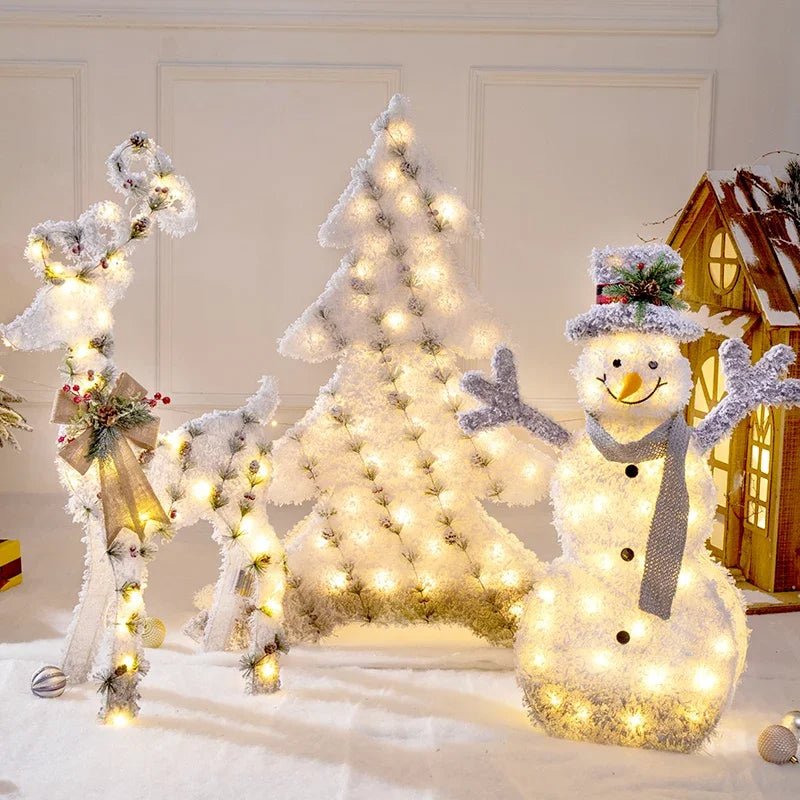 LED Christmas Christmas Tree, Snowman or Gift Box Decoration – Snowman & Fawn Tree Decorations, Perfect Holiday Ornaments & New Year Gifts
