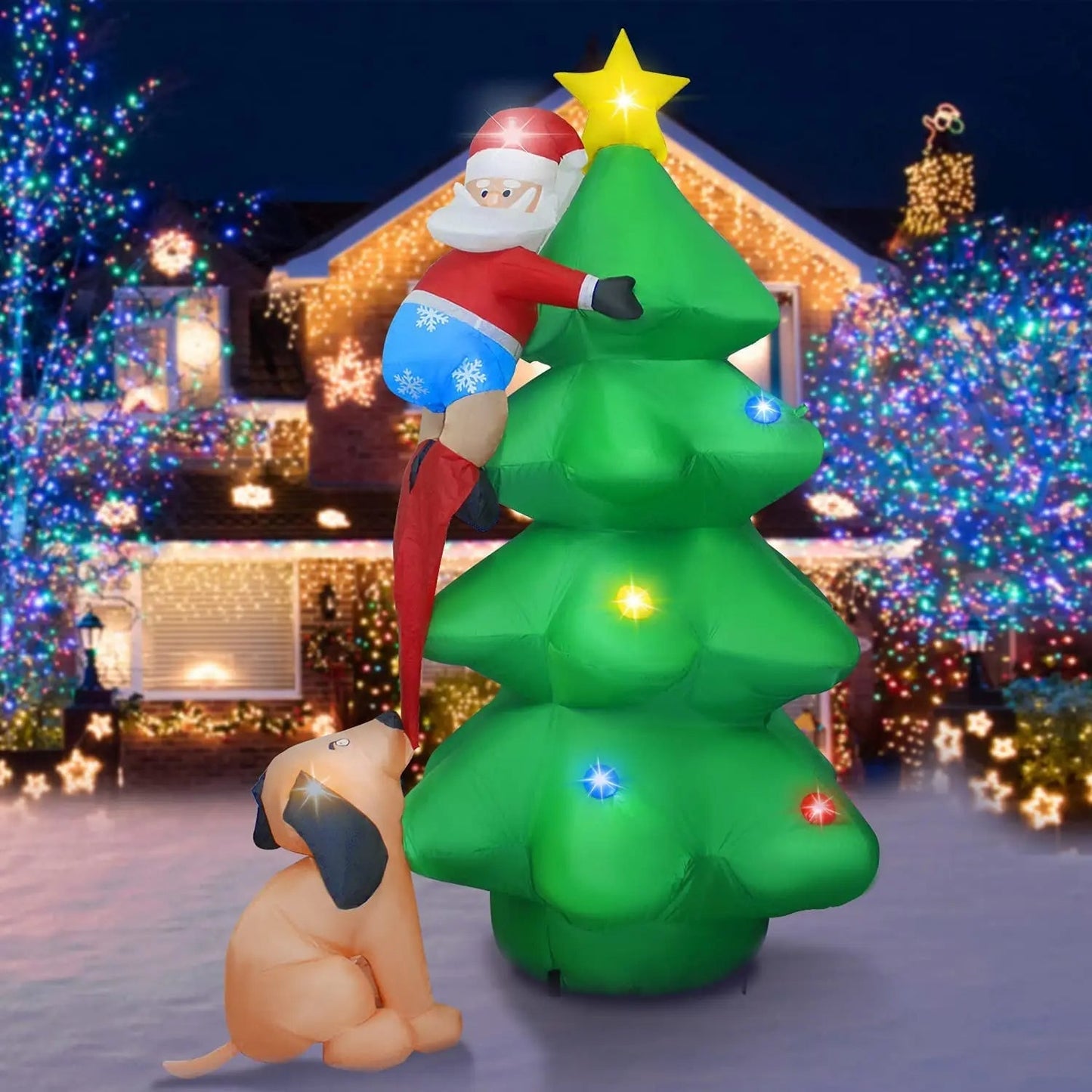 LED Inflatable Christmas Tree with Fan - Inflatable Christmas Decor with LED Light