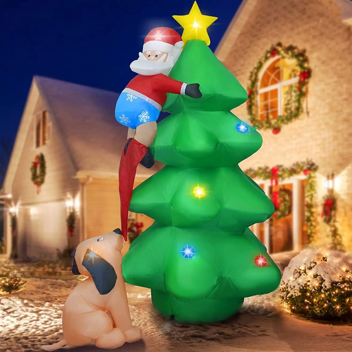 LED Inflatable Christmas Tree with Fan - Inflatable Christmas Decor with LED Light