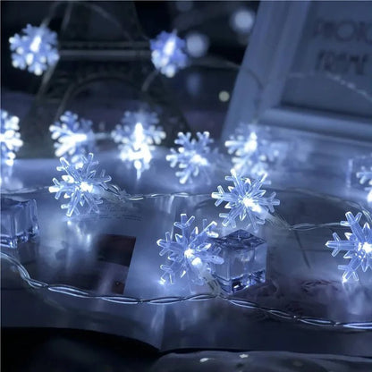 LED Snowflake Lights - String Garland  Christmas Lights