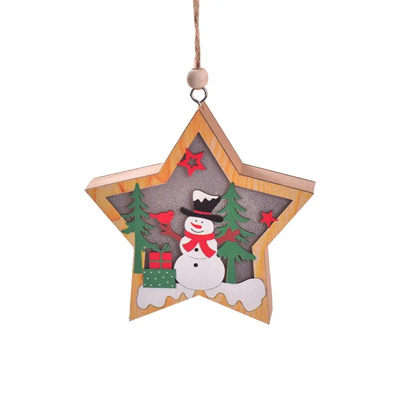 LED Wooden Christmas Ornaments – Festive Christmas Tree Decorations, Perfect for Holiday DIY Gifts & New Year Decor