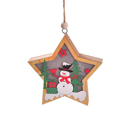 LED Wooden Christmas Ornaments – Festive Christmas Tree Decorations, Perfect for Holiday DIY Gifts & New Year Decor