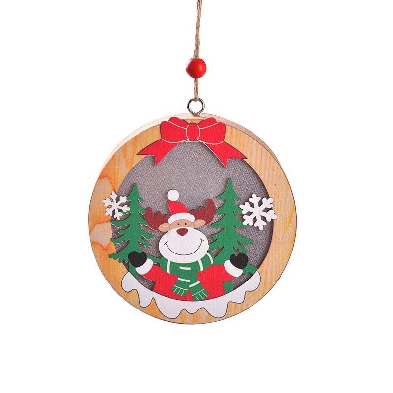 LED Wooden Christmas Ornaments – Festive Christmas Tree Decorations, Perfect for Holiday DIY Gifts & New Year Decor