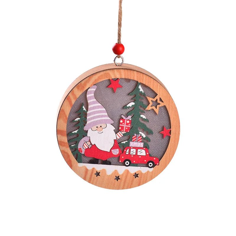 LED Wooden Christmas Ornaments – Festive Christmas Tree Decorations, Perfect for Holiday DIY Gifts & New Year Decor
