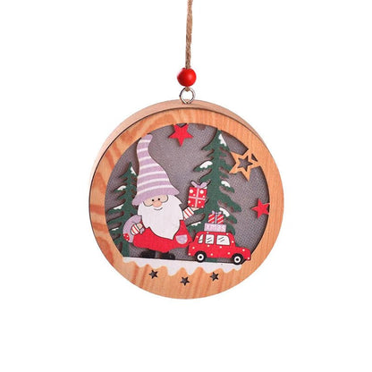 LED Wooden Christmas Ornaments – Festive Christmas Tree Decorations, Perfect for Holiday DIY Gifts & New Year Decor