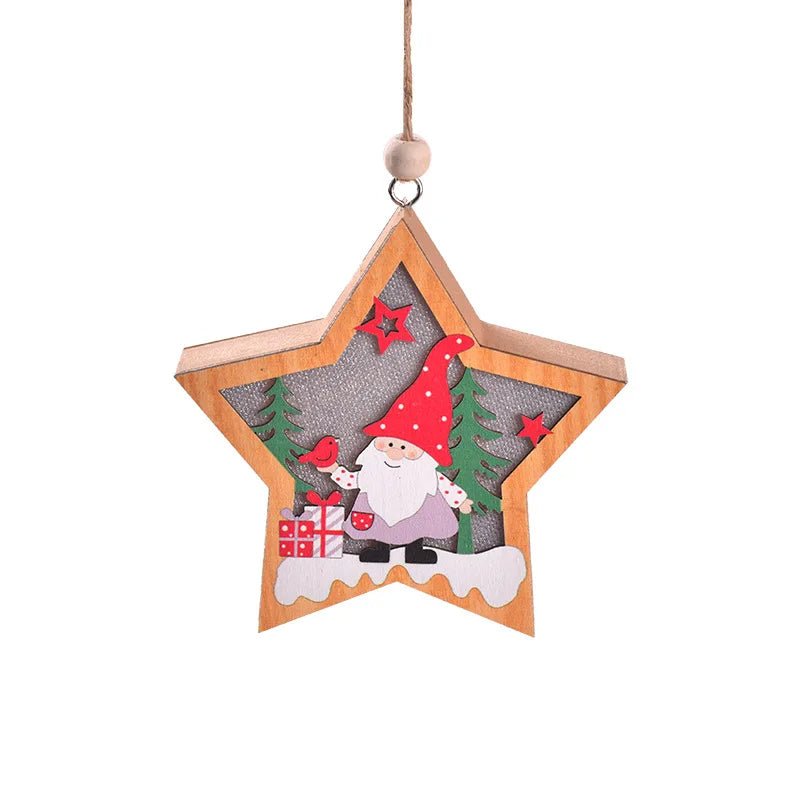 LED Wooden Christmas Ornaments – Festive Christmas Tree Decorations, Perfect for Holiday DIY Gifts & New Year Decor