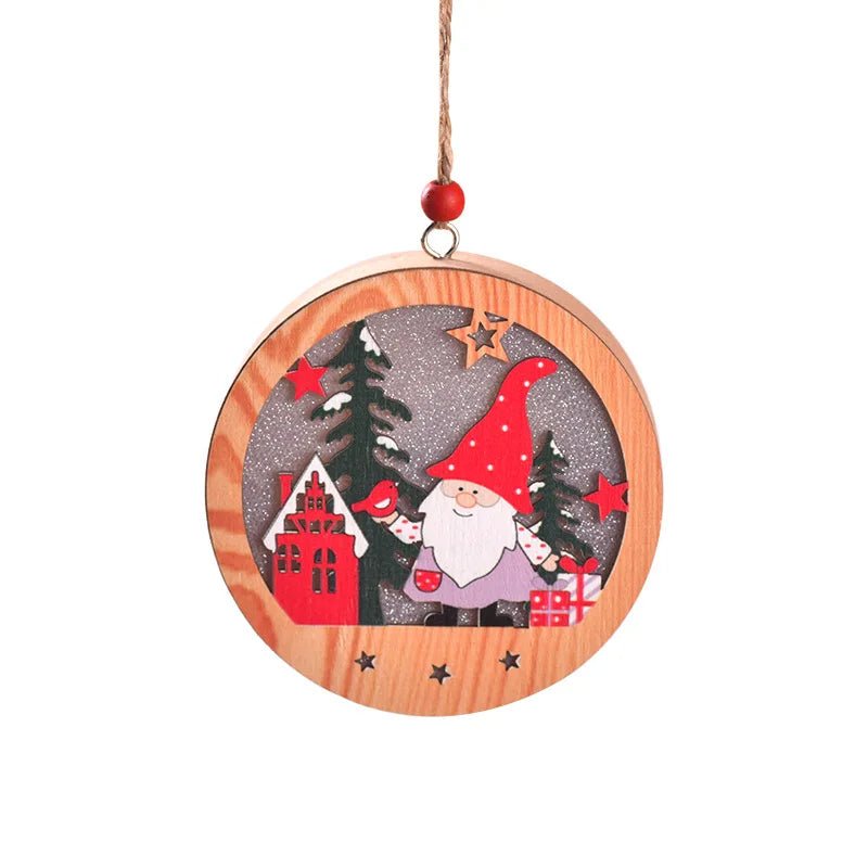 LED Wooden Christmas Ornaments – Festive Christmas Tree Decorations, Perfect for Holiday DIY Gifts & New Year Decor