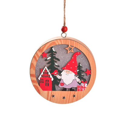 LED Wooden Christmas Ornaments – Festive Christmas Tree Decorations, Perfect for Holiday DIY Gifts & New Year Decor