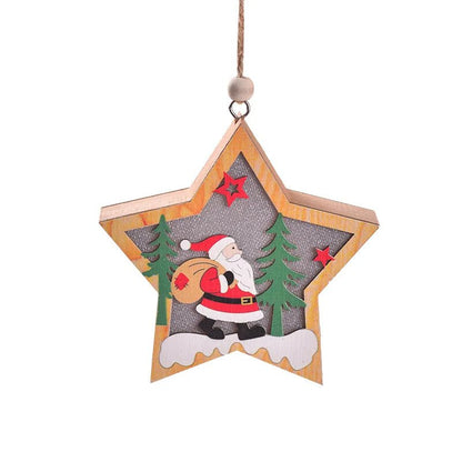 LED Wooden Christmas Ornaments – Festive Christmas Tree Decorations, Perfect for Holiday DIY Gifts & New Year Decor