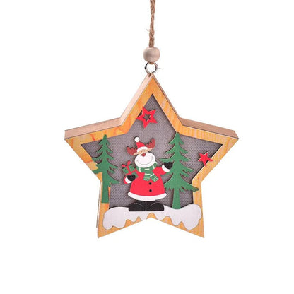 LED Wooden Christmas Ornaments – Festive Christmas Tree Decorations, Perfect for Holiday DIY Gifts & New Year Decor