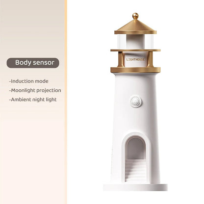 Lighthouse Moon Projection Lamp – Dimmable Bluetooth Ambient Light with Motion Sensor, Perfect for Nighttime Serenity & Christmas Gifting