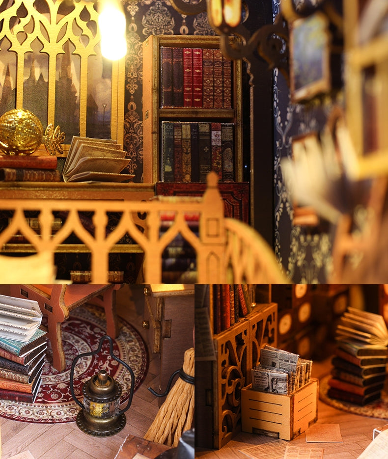 Magic Library DIY Book Nook Kit | 3D Wooden Puzzle Bookend