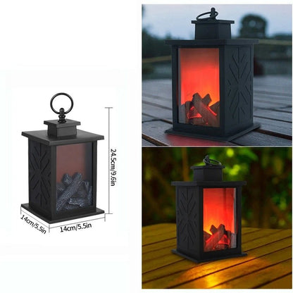 Retro Fireplace Lantern – Flickering Flame Night Light for Christmas Charm, USB/Battery-Powered Holiday Décor