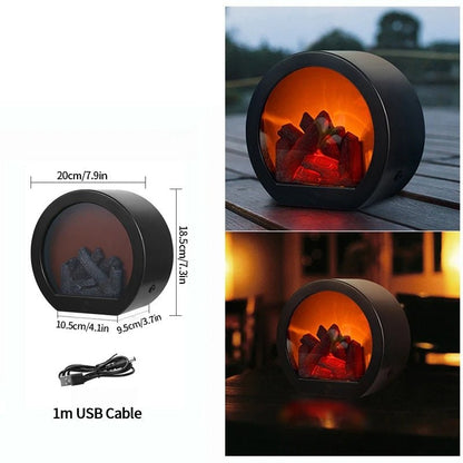 Retro Fireplace Lantern – Flickering Flame Night Light for Christmas Charm, USB/Battery-Powered Holiday Décor