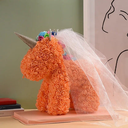 Rose Unicorn - Artificial Flower Unicorn with Over 500 Flowers, Best Gift for Christmas, Valentine’s Day, Anniversary and Birthdays