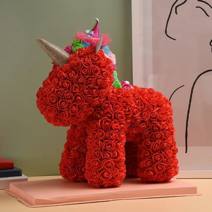 Rose Unicorn - Artificial Flower Unicorn with Over 500 Flowers, Best Gift for Christmas, Valentine’s Day, Anniversary and Birthdays