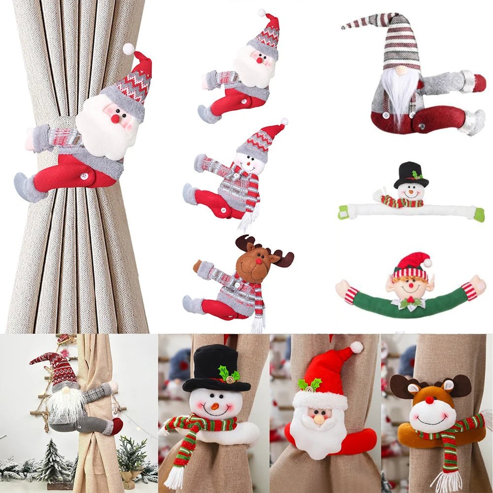 Santa & Elk Christmas Curtain Buckle – Festive Holiday Decor for a Merry Home