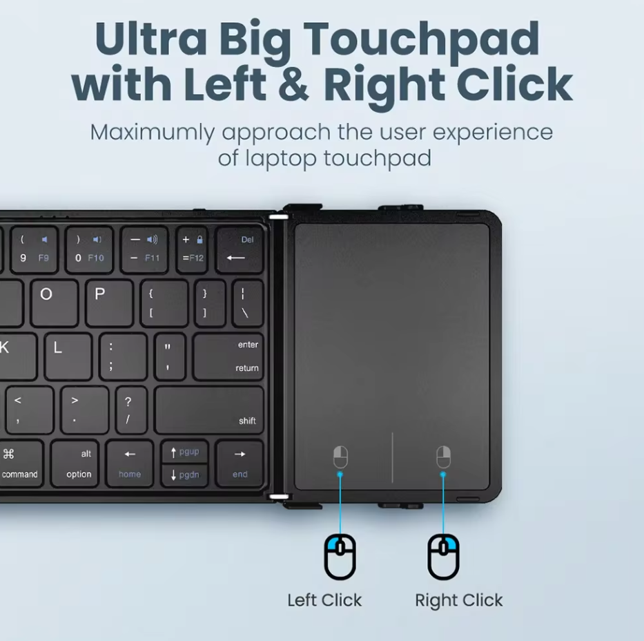 Mini Wireless Bluetooth Tri-Folding Touch Keyboard with Touchpad