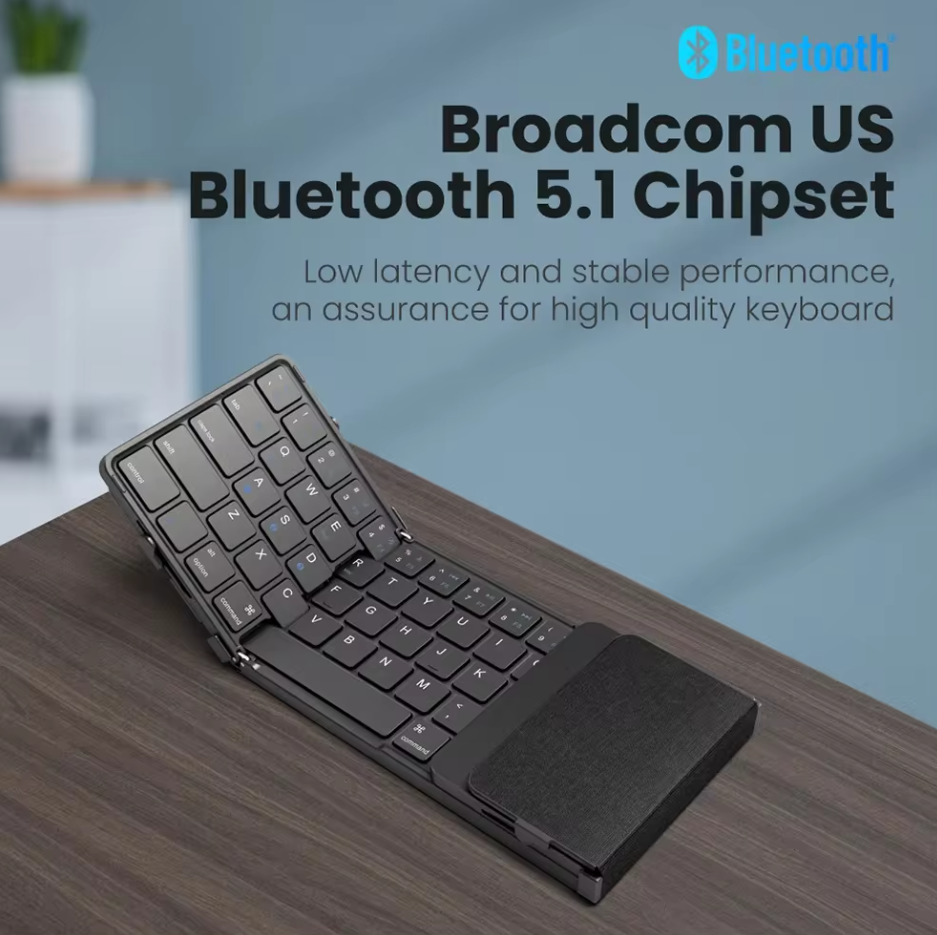 Mini Wireless Bluetooth Tri-Folding Touch Keyboard with Touchpad