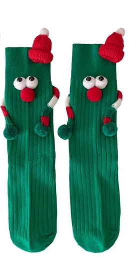 Christmas Holding Hands Socks- Elastic Cartoon Socks Perfect Funny Holiday Gift for Winter