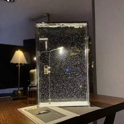 Snowy Scene Night Lights – DIY Christmas Street Lamp with Flowing Snow Effect for Magical Holiday Desktop Décor