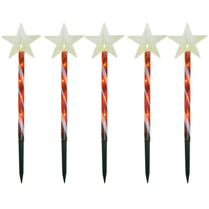Solar Snowflake Christmas Tree Garden Lights – 5pcs. Waterproof LED Stake Lights for Magical Outdoor Christmas Décor and Year-Round Lawn Illumination