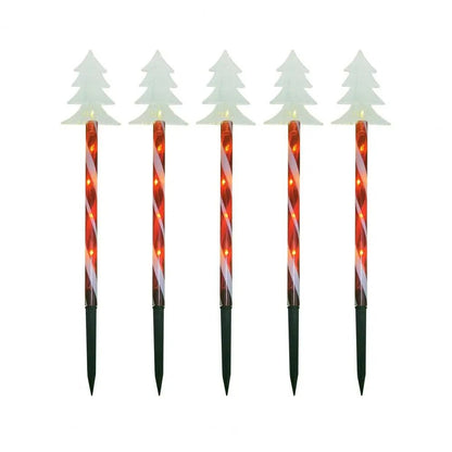 Solar Snowflake Christmas Tree Garden Lights – 5pcs. Waterproof LED Stake Lights for Magical Outdoor Christmas Décor and Year-Round Lawn Illumination