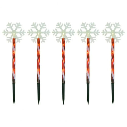 Solar Snowflake Christmas Tree Garden Lights – 5pcs. Waterproof LED Stake Lights for Magical Outdoor Christmas Décor and Year-Round Lawn Illumination