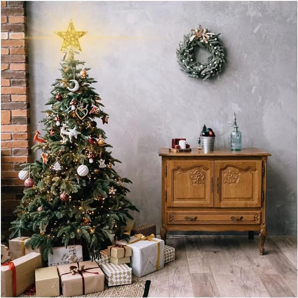 Sparkling LED Star Tree Topper – Glittering Iron Ornament for Magical Christmas Tree Décor